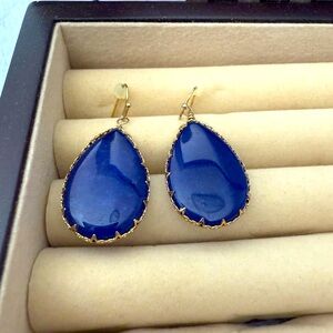 Elegant Blue Teardrop Earrings